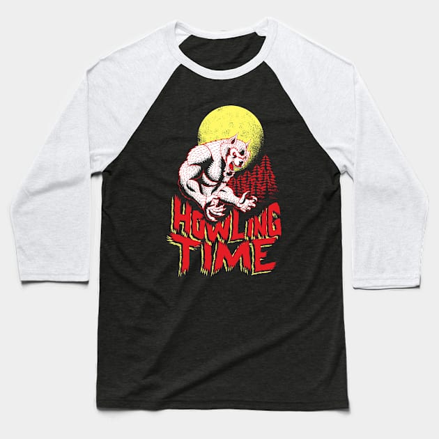 Howling Time Baseball T-Shirt by VicNeko